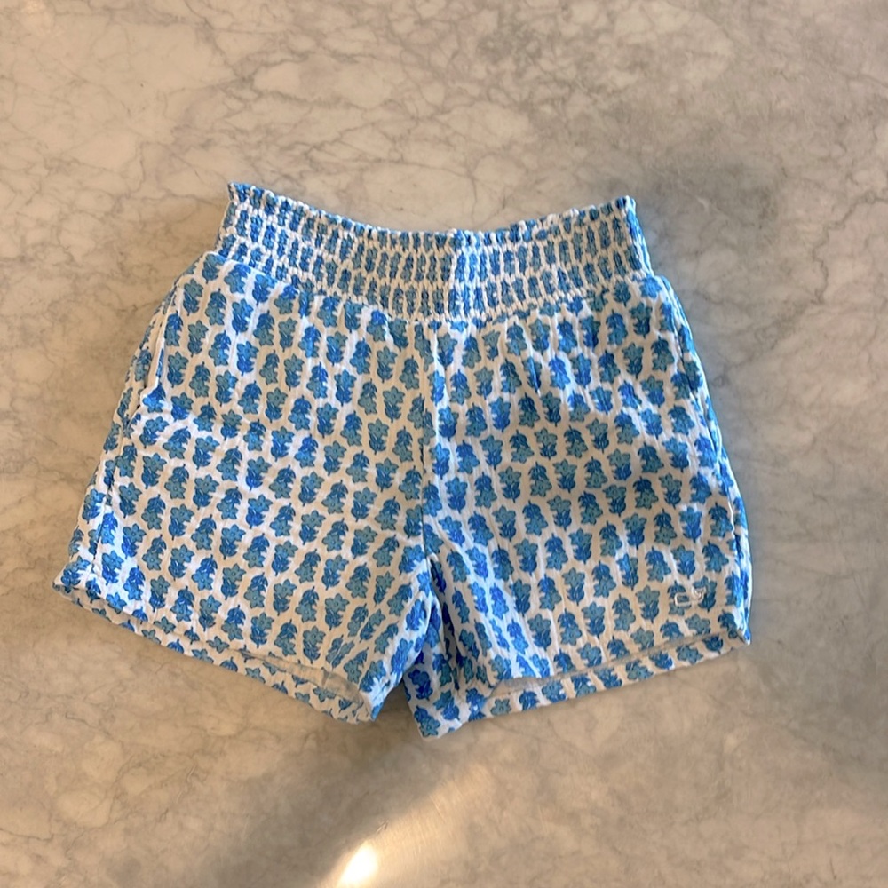 Vineyard Vines block print shorts.